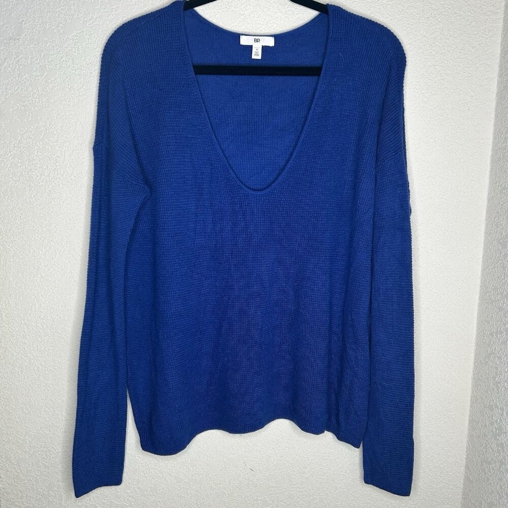 Nordstrom BP Sweater Womens M Oversized Royal Blue Lightweight Knit Boxy Stretch